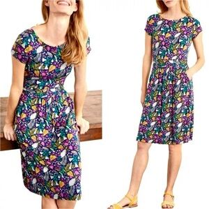 Boden Amelie Floral Bird Print Casual Dress Size 12